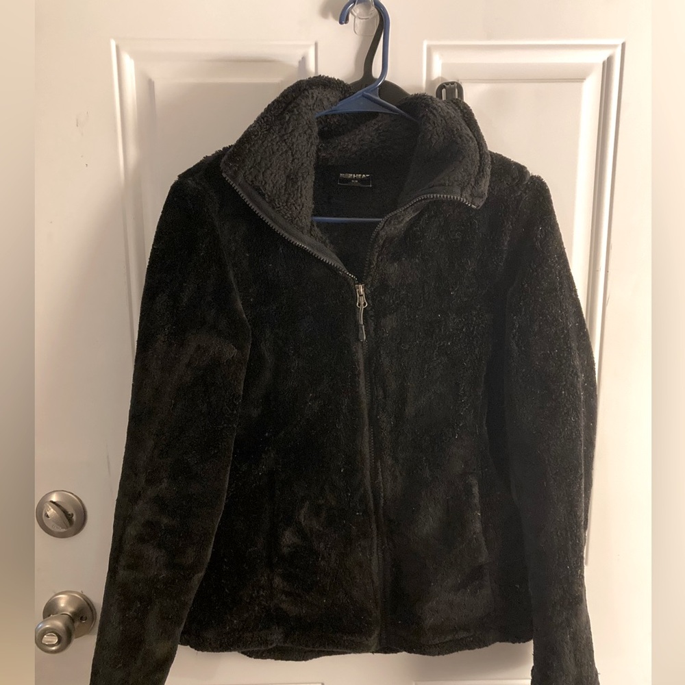 32 Degrees fuzzy black zip up size small